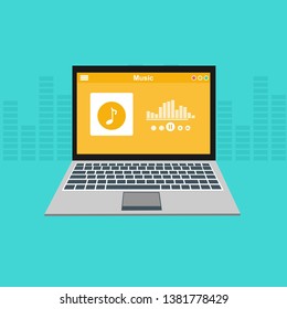 UI design concept with icons and web elements for mobile music application isolated vector illustration - Vector