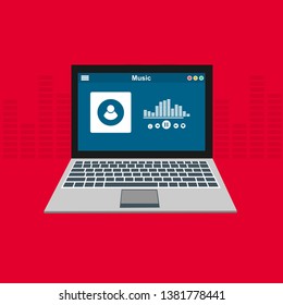 UI design concept with icons and web elements for mobile music application isolated vector illustration - Vector