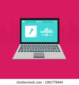 UI design concept with icons and web elements for mobile music application isolated vector illustration - Vector