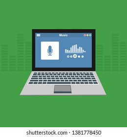 UI design concept with icons and web elements for mobile music application isolated vector illustration - Vector