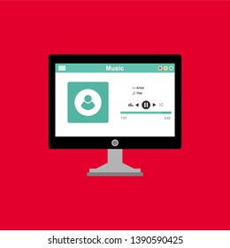 UI design concept with icons and web elements for mobile music application isolated vector illustration - Vector