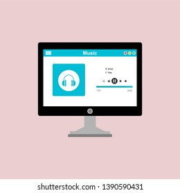 UI design concept with icons and web elements for mobile music application isolated vector illustration - Vector