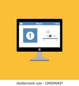 UI design concept with icons and web elements for mobile music application isolated vector illustration - Vector
