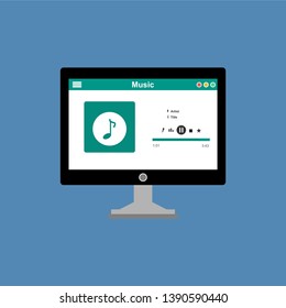 UI design concept with icons and web elements for mobile music application isolated vector illustration - Vector