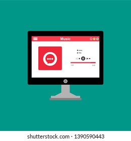 UI design concept with icons and web elements for mobile music application isolated vector illustration - Vector