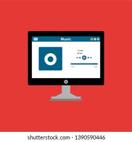 UI design concept with icons and web elements for mobile music application isolated vector illustration - Vector