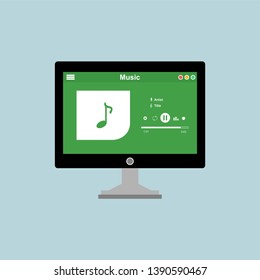 UI design concept with icons and web elements for mobile music application isolated vector illustration - Vector