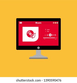 UI design concept with icons and web elements for mobile music application isolated vector illustration - Vector