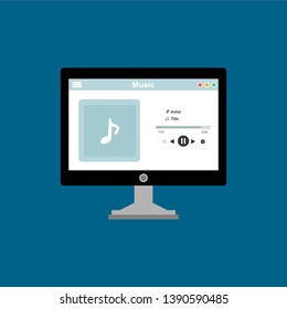 UI design concept with icons and web elements for mobile music application isolated vector illustration - Vector