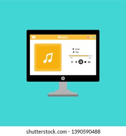 UI design concept with icons and web elements for mobile music application isolated vector illustration - Vector