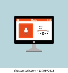 UI design concept with icons and web elements for mobile music application isolated vector illustration - Vector