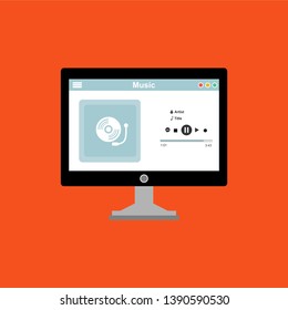 UI design concept with icons and web elements for mobile music application isolated vector illustration - Vector