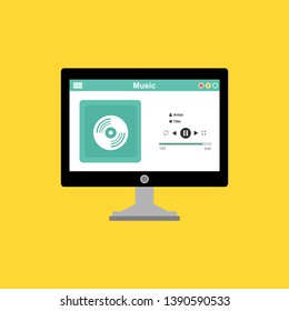 UI design concept with icons and web elements for mobile music application isolated vector illustration - Vector