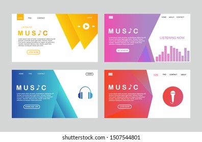 UI design concept with icons and web elements for mobile music application isolated vector illustration 