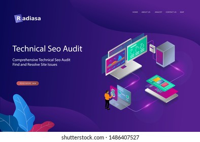 Ui design concept and seo audit with character 