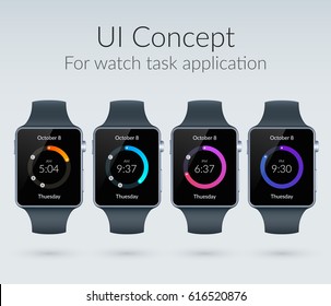 Ui design concept for watch task applications with colorful elements flat isolated vector illustration