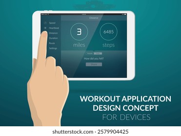 UI design concept with web elements of workout application for mobile and tablet devices isolated vector illustration