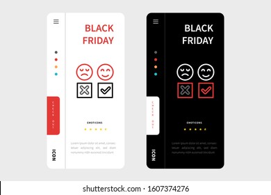 ui design emoticons icon on the online shop app dark and light version accompanied by a black Friday icon. can be used to display products