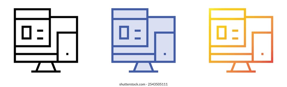 ui-Design-Symbol. Lineares, blaues Füllungs- und Farbverlauf-Design einzeln auf weißem Hintergrund