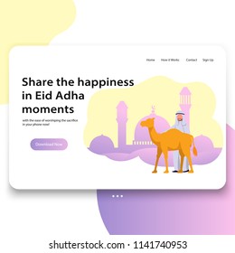 UI Design Landing Page Template of Eid Adha Theme Islamic Holiday Moment