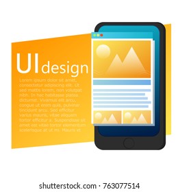 UI design mobile phone banner. User interface of App.  Vector flat gradient illustration