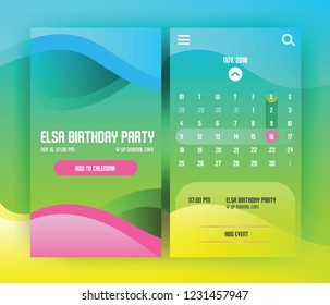 UI Design Modern Calender For Web and Application Mobile. Vector Illustration EPS 10