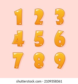 UI design. Number buttons for games and apps. Vector cartoon icons.