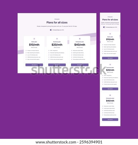 UI Design Price Plans Responsive 