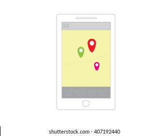 ui design smartphone app template with gps map icon