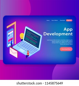 UI Design Template Landing Page App Development Illustration