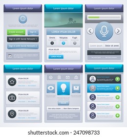 UI design. UI and UX kit for website and mobile app designs. Vector eps 10.