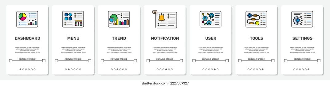 UI Development Digital Menu HMI SCADA PLC network monitoring status website mobile app screens simple vektor flat design