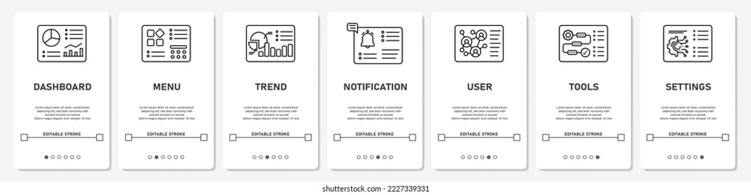 UI Development Digital Menu HMI SCADA PLC Netzüberwachung Status Website Mobile App Bildschirme einfache vektor flach Design