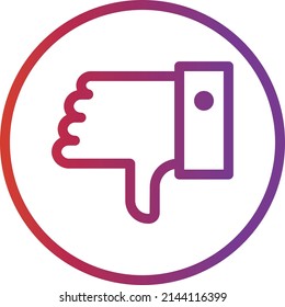 UI dislike hand icon or illustration vector graphic with outline style, rounded, circle, purple, red. suitable for ui, ux, web, and applications.