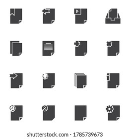 UI documents vector icons set, modern solid symbol collection, filled style pictogram pack. Signs, logo illustration. Set includes icons as file folder, doc archive, image gallery, paper page, info