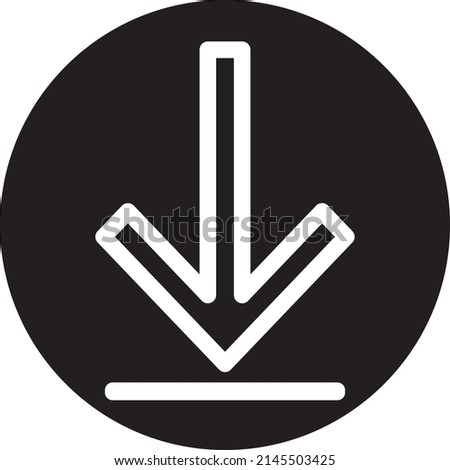 UI download, arrow, down icon or illustration vector graphic with outline style, rounded, circle, black, white. suitable for ui, ux, web, logo and applications.