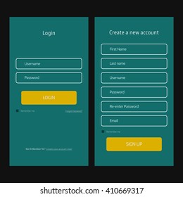 UI Elements, App Login Form and Registration Form. Vector, EPS10