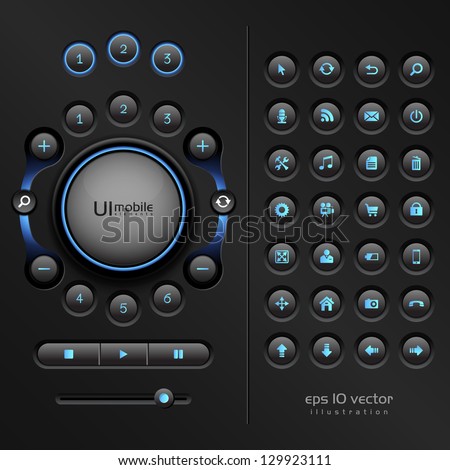 UI elements for mobile devices and other interfaces, eps 10 , the illustration contains transparencies