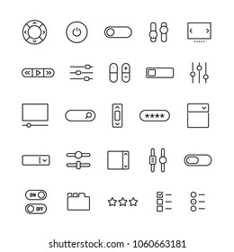 ui elements related icons: thin vector icon set, black and white kit