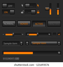 UI Elements Set And Web User Interface Kit On Black