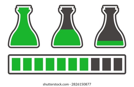 UI elements for video game design. Mana bar. Vector set of hand-drawn icons.