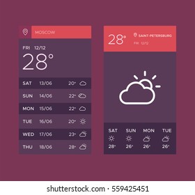 Ui elements, weather application user interface concept, Vector EPS 10 Illustration.