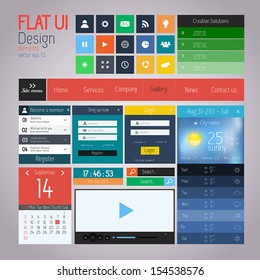 UI elements for web and mobile. Flat design. Vector