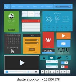 UI elements for web and mobile.Icons and buttons.Flat design. Vector