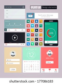 UI elements for web and mobile.Icons and buttons.Flat design. Vector