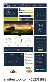 UI elements for web and mobile.Icons and buttons.Flat design. Vector