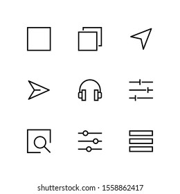 UI Essential icon set = Maximize, restore down, share, send, megaphone, sort, search file, setting, hamburger