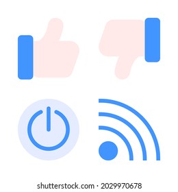 UI Essential icons set = like, dislike, power, wifi. Perfect for website mobile app, app icons, presentation, illustration and any other projects.