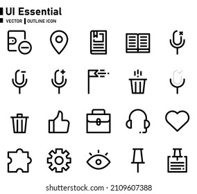 conjunto de iconos de esquema básico de la interfaz de usuario.