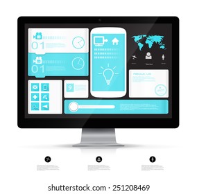 Ui flat design on monitor-technology-business-long shadow